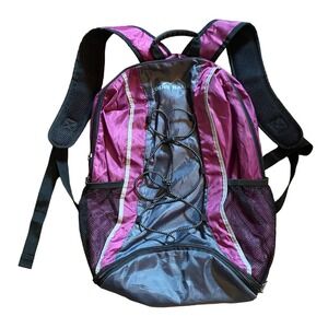 Eddie Bauer Backpack Purple Gray Water Resistant Nylon Drawstring Pocket Hiking